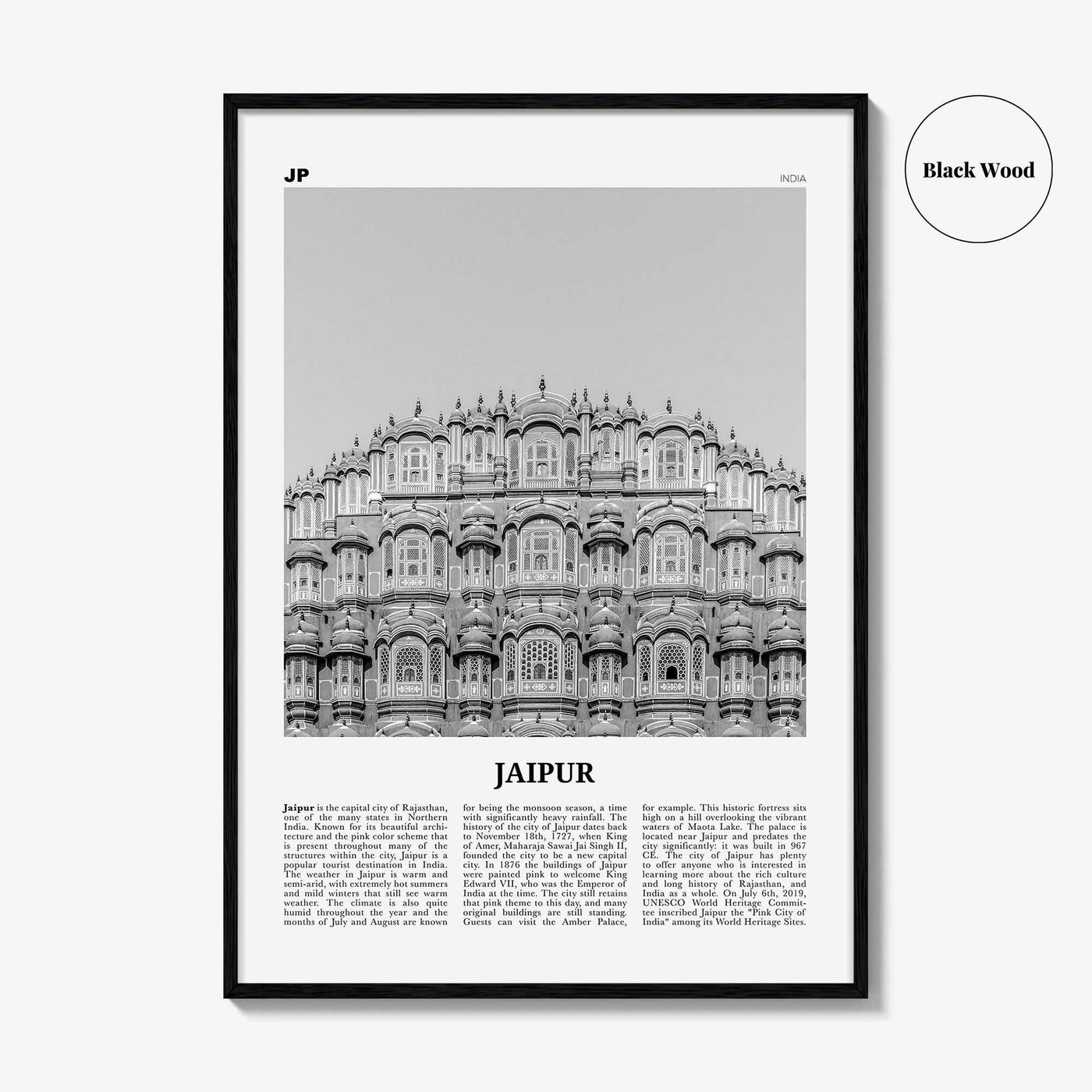 Jaipur Print Black and White, Jaipur Wall Art, Jaipur Poster, Jaipur Photo, Jaipur Wall Décor, India, Rajasthan