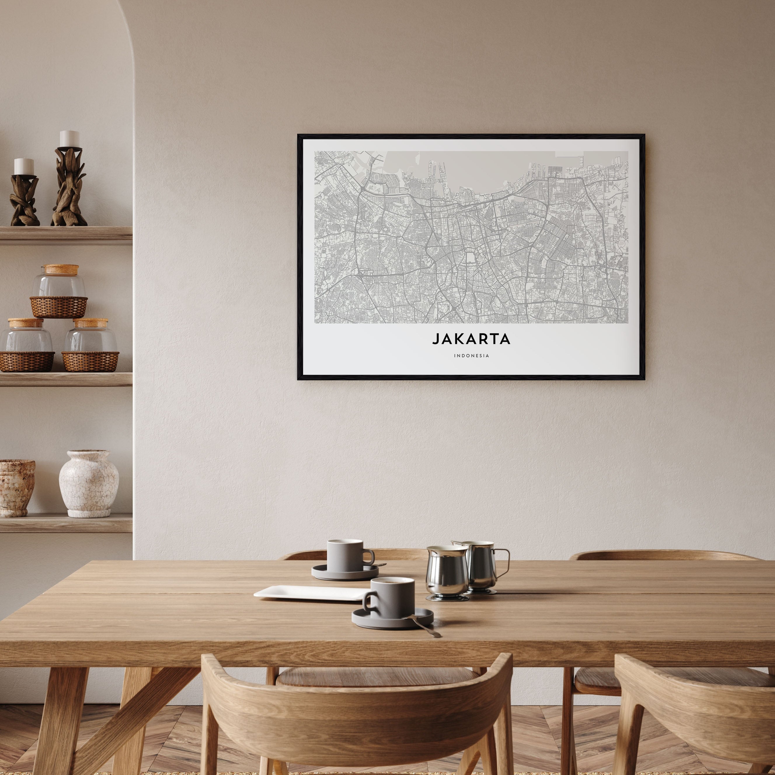 Jakarta Map Landscape Poster