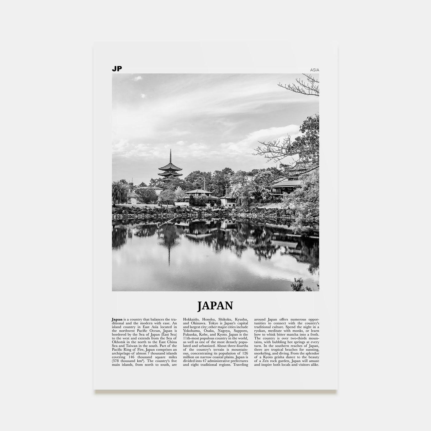 Japan Travel B&W No 2 Poster