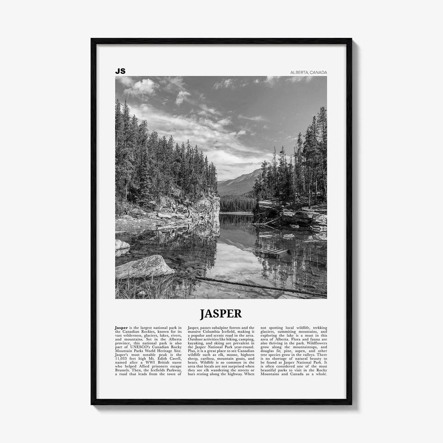 Jasper National Park Print Black and White, Jasper Wall Art, Jasper Poster, Jasper Photo, Jasper Wall Décor, Jasper Map, Alberta, Canada