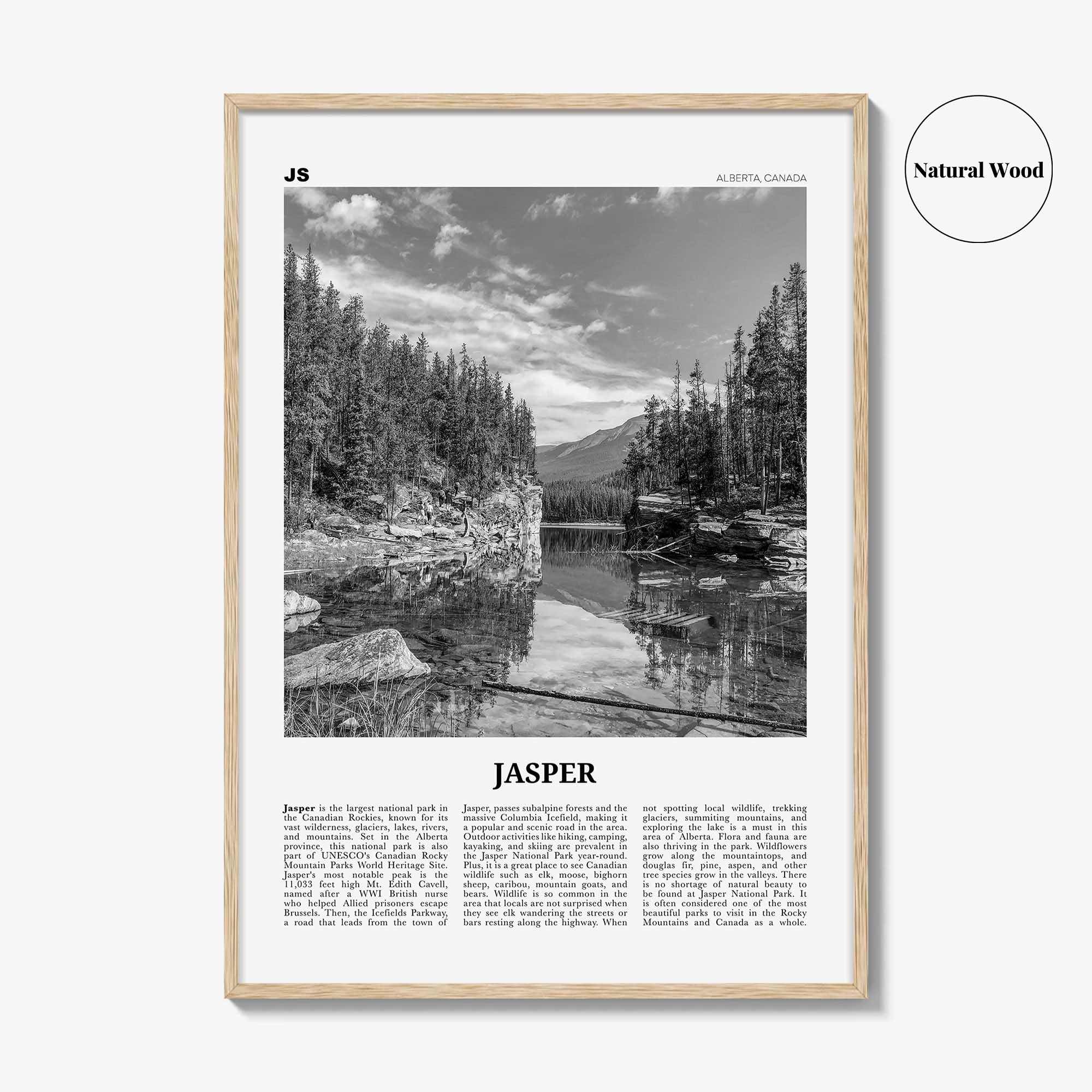 Jasper National Park Print Black and White, Jasper Wall Art, Jasper Poster, Jasper Photo, Jasper Wall Décor, Jasper Map, Alberta, Canada
