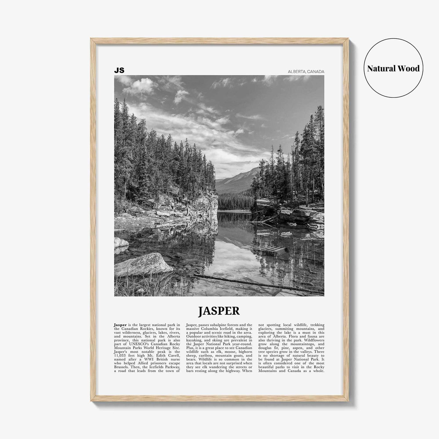 Jasper National Park Print Black and White, Jasper Wall Art, Jasper Poster, Jasper Photo, Jasper Wall Décor, Jasper Map, Alberta, Canada