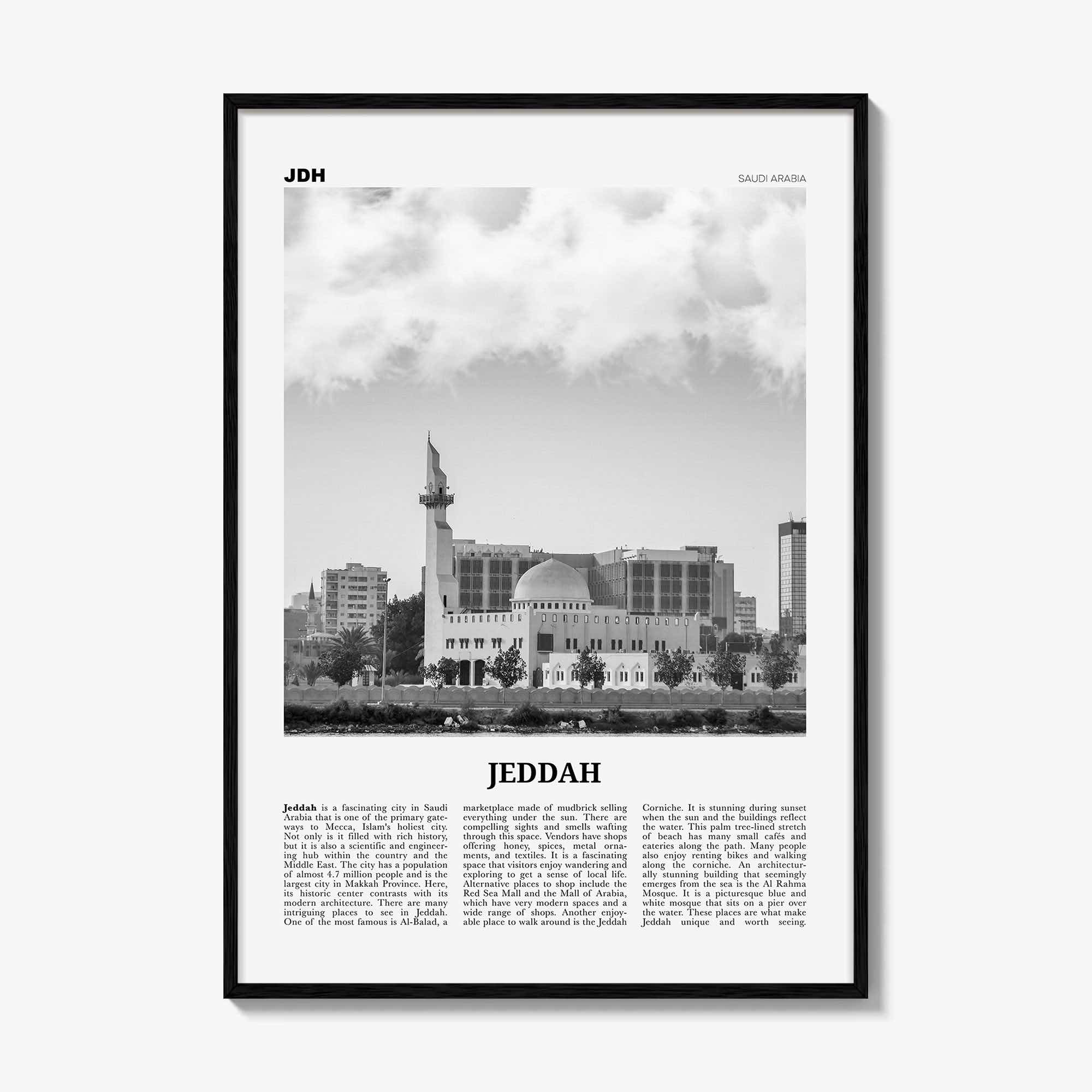 Jeddah Print Black and White, Jeddah Wall Art, Jeddah Poster, Jeddah Photo, Jeddah Wall Décor, Jedda, Jiddah, Jidda, Saudi Arabia