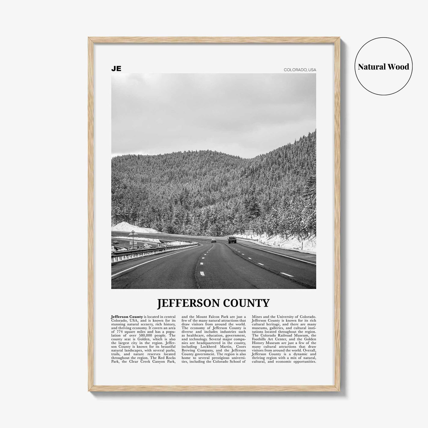 Jefferson County Print Black and White, Jefferson County Wall Art, Jefferson Poster, Jefferson Photo, Jefferson Wall Décor, Jefferson Map