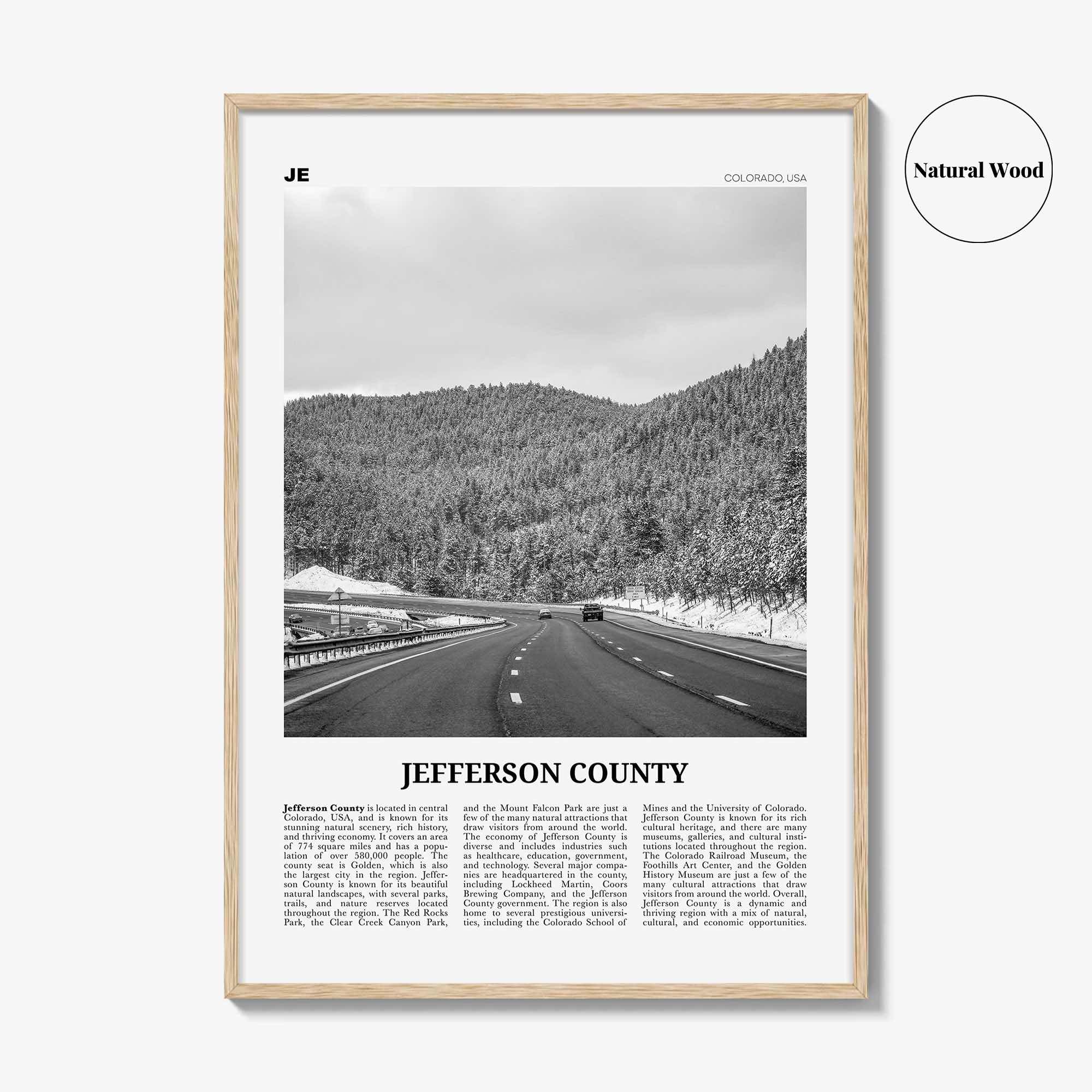 Jefferson County Print Black and White, Jefferson County Wall Art, Jefferson Poster, Jefferson Photo, Jefferson Wall Décor, Jefferson Map