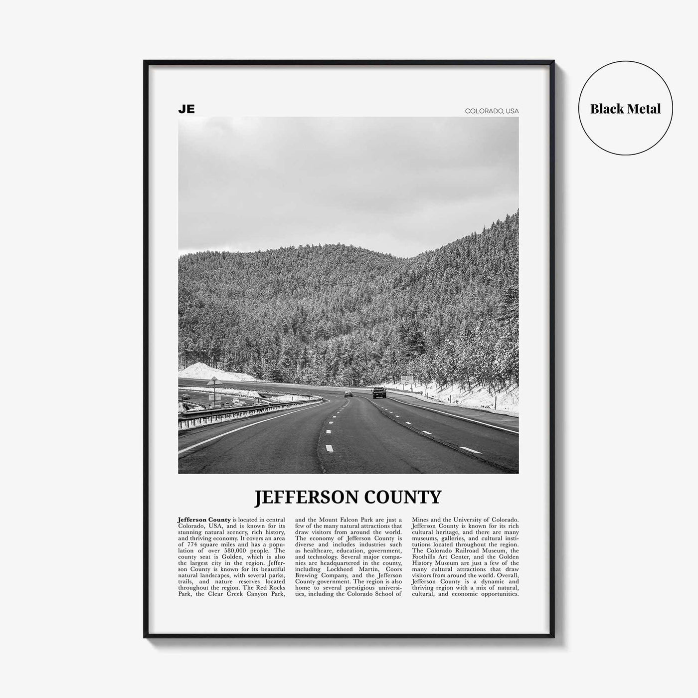 Jefferson County Print Black and White, Jefferson County Wall Art, Jefferson Poster, Jefferson Photo, Jefferson Wall Décor, Jefferson Map