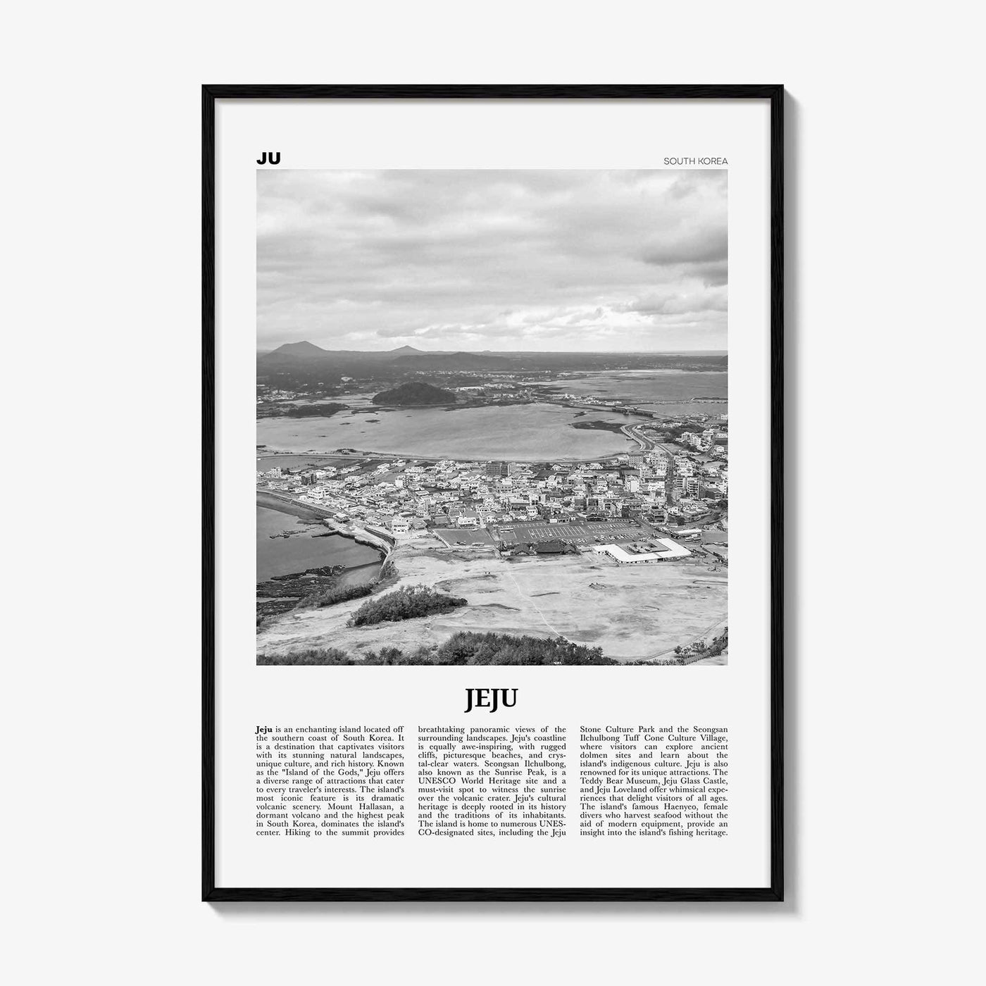 Jeju City Print Black and White, Jeju Wall Art, Jeju Poster, Jeju Photo, Jeju Wall Décor, Jeju Map, South Korea