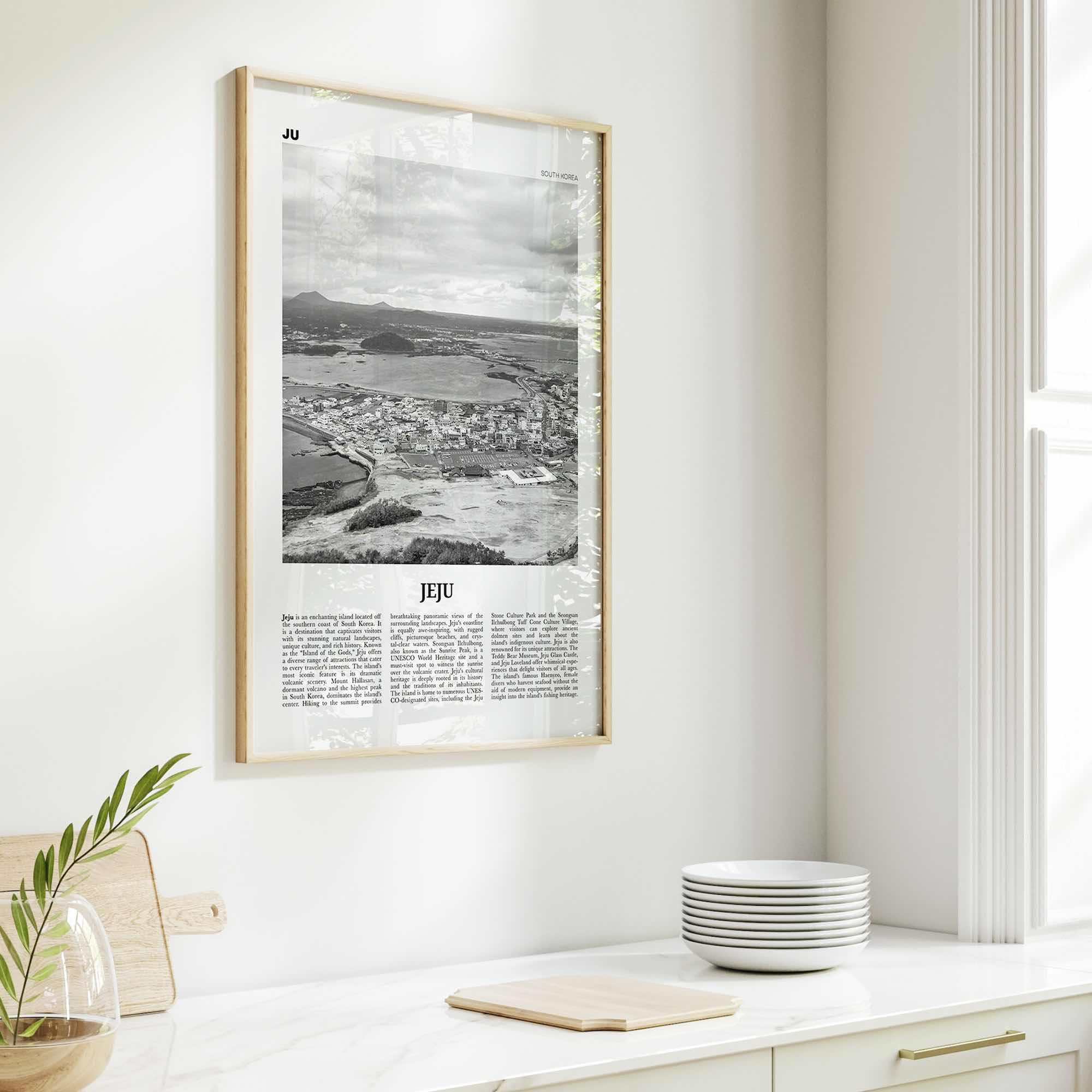 Jeju City Print Black and White, Jeju Wall Art, Jeju Poster, Jeju Photo, Jeju Wall Décor, Jeju Map, South Korea