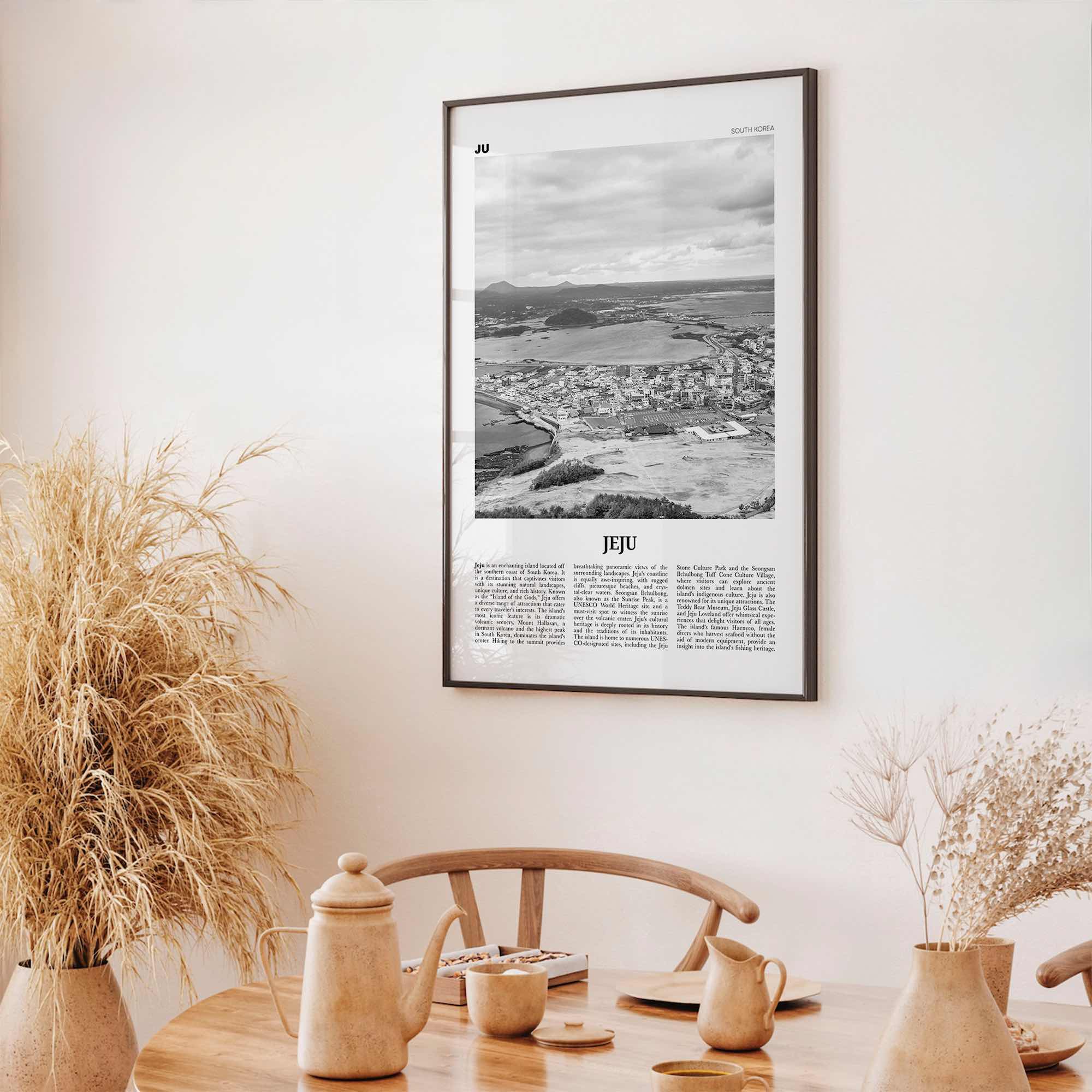 Jeju City Print Black and White, Jeju Wall Art, Jeju Poster, Jeju Photo, Jeju Wall Décor, Jeju Map, South Korea