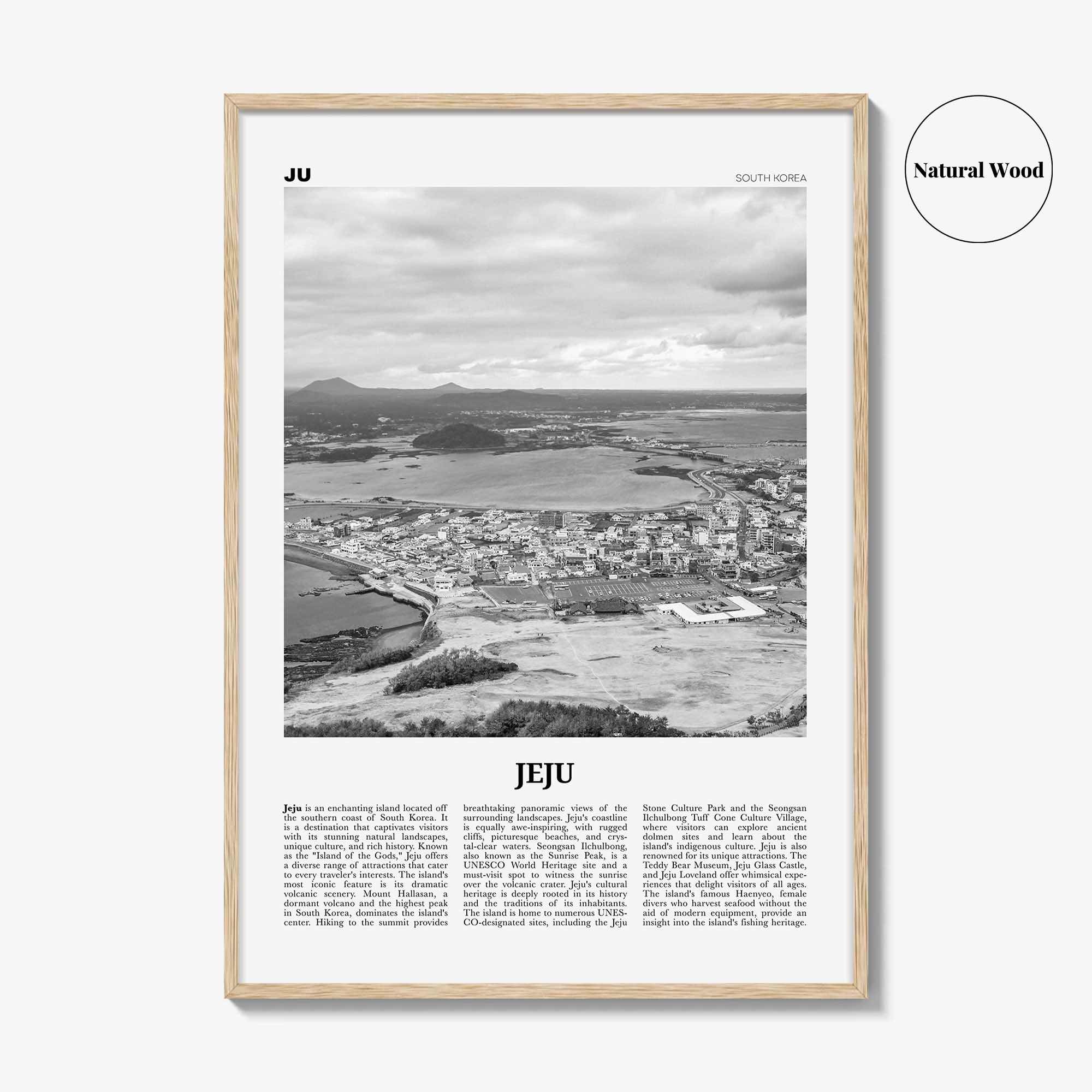 Jeju City Print Black and White, Jeju Wall Art, Jeju Poster, Jeju Photo, Jeju Wall Décor, Jeju Map, South Korea