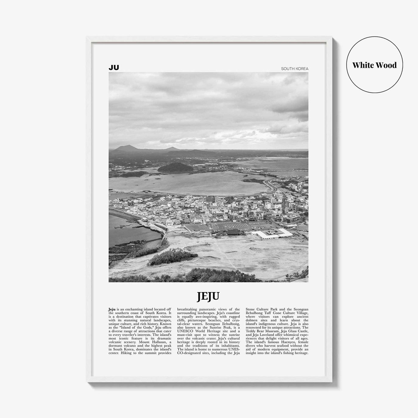 Jeju City Print Black and White, Jeju Wall Art, Jeju Poster, Jeju Photo, Jeju Wall Décor, Jeju Map, South Korea
