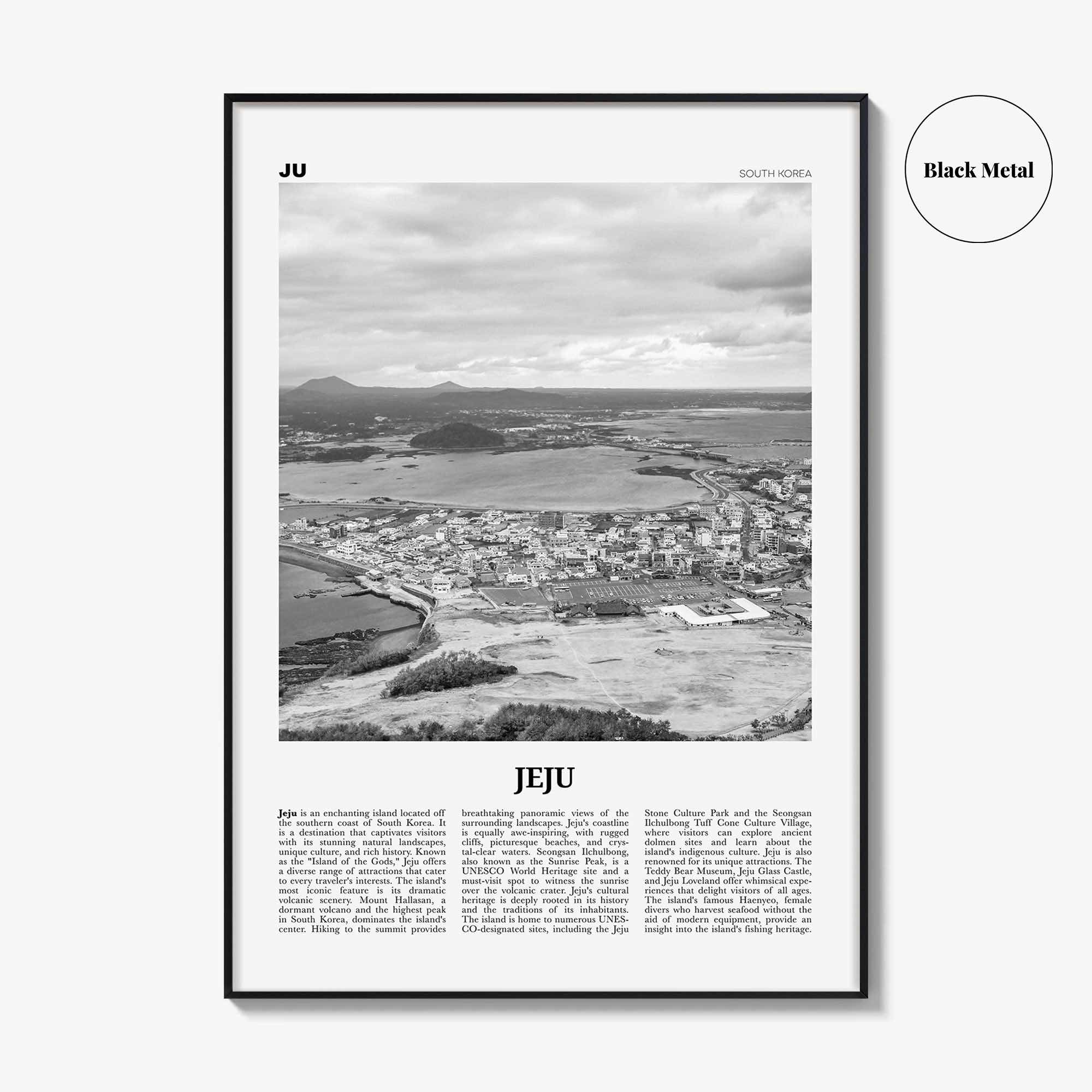 Jeju City Print Black and White, Jeju Wall Art, Jeju Poster, Jeju Photo, Jeju Wall Décor, Jeju Map, South Korea