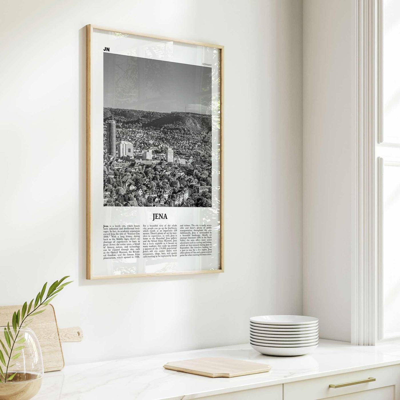 Jena Print Black and White, Jena Wall Art, Jena Poster, Jena Photo, Jena Wall Décor, Jena Map, Germany