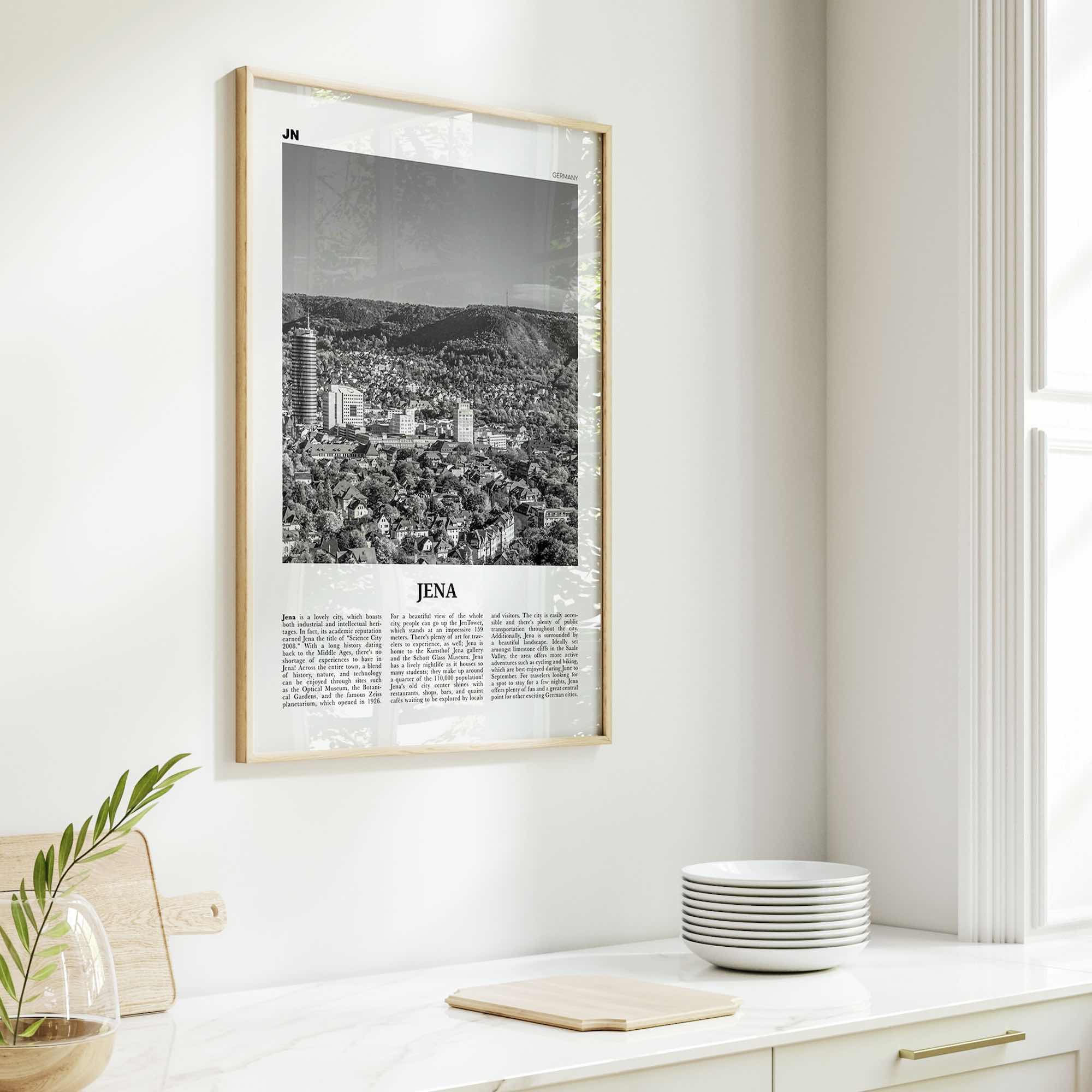 Jena Print Black and White, Jena Wall Art, Jena Poster, Jena Photo, Jena Wall Décor, Jena Map, Germany