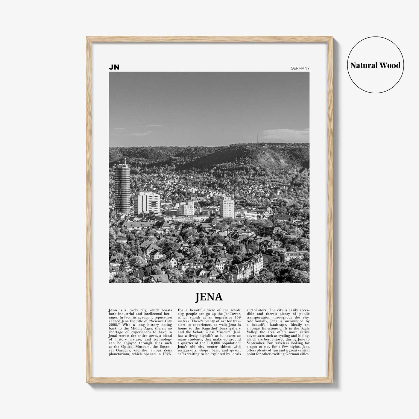 Jena Print Black and White, Jena Wall Art, Jena Poster, Jena Photo, Jena Wall Décor, Jena Map, Germany