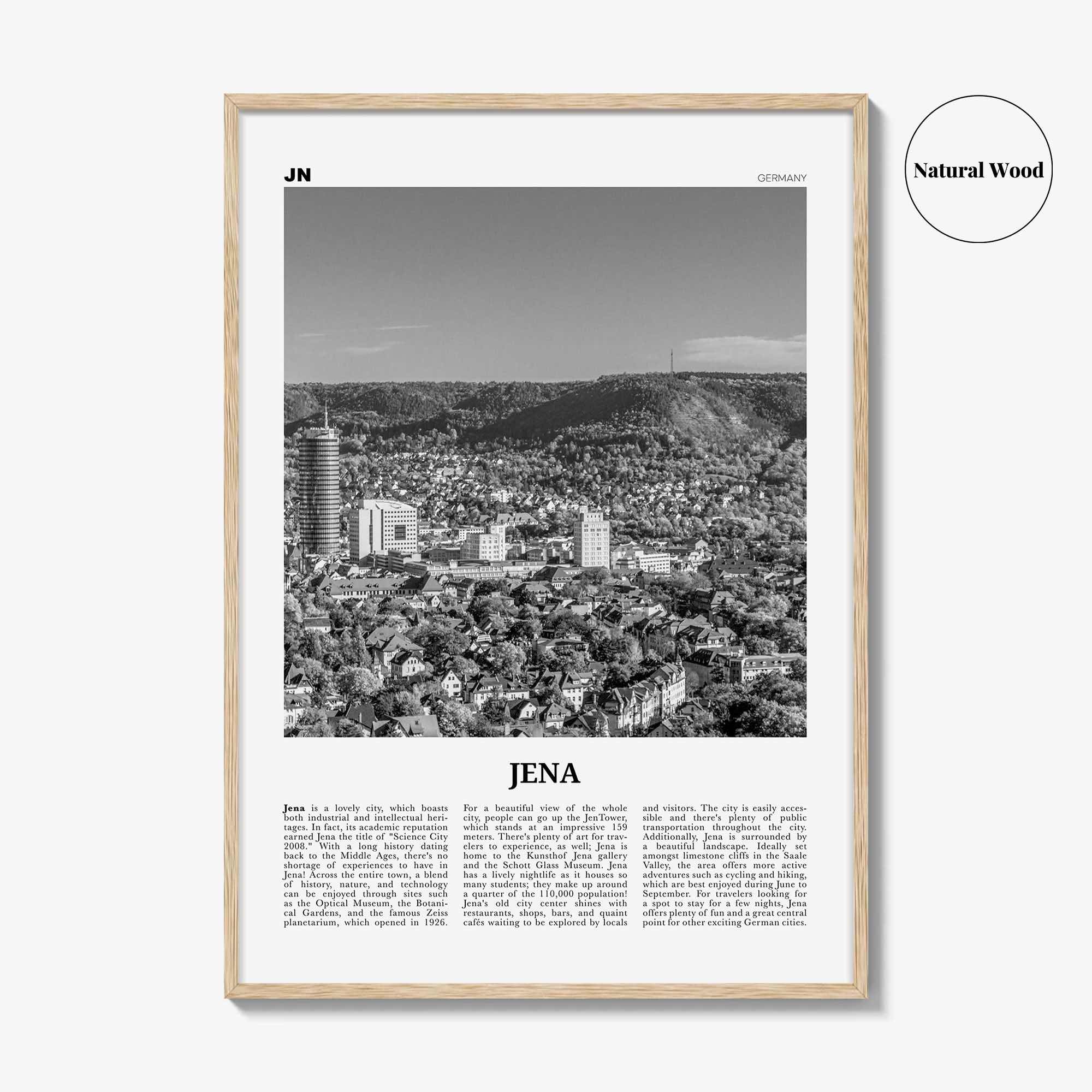 Jena Print Black and White, Jena Wall Art, Jena Poster, Jena Photo, Jena Wall Décor, Jena Map, Germany