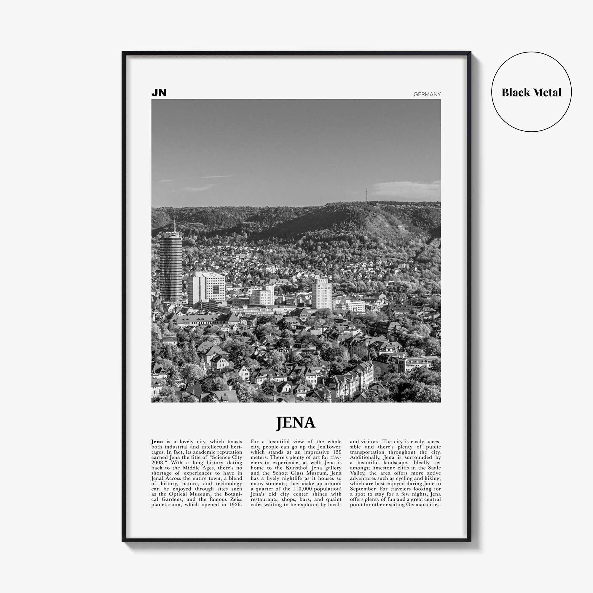 Jena Print Black and White, Jena Wall Art, Jena Poster, Jena Photo, Jena Wall Décor, Jena Map, Germany