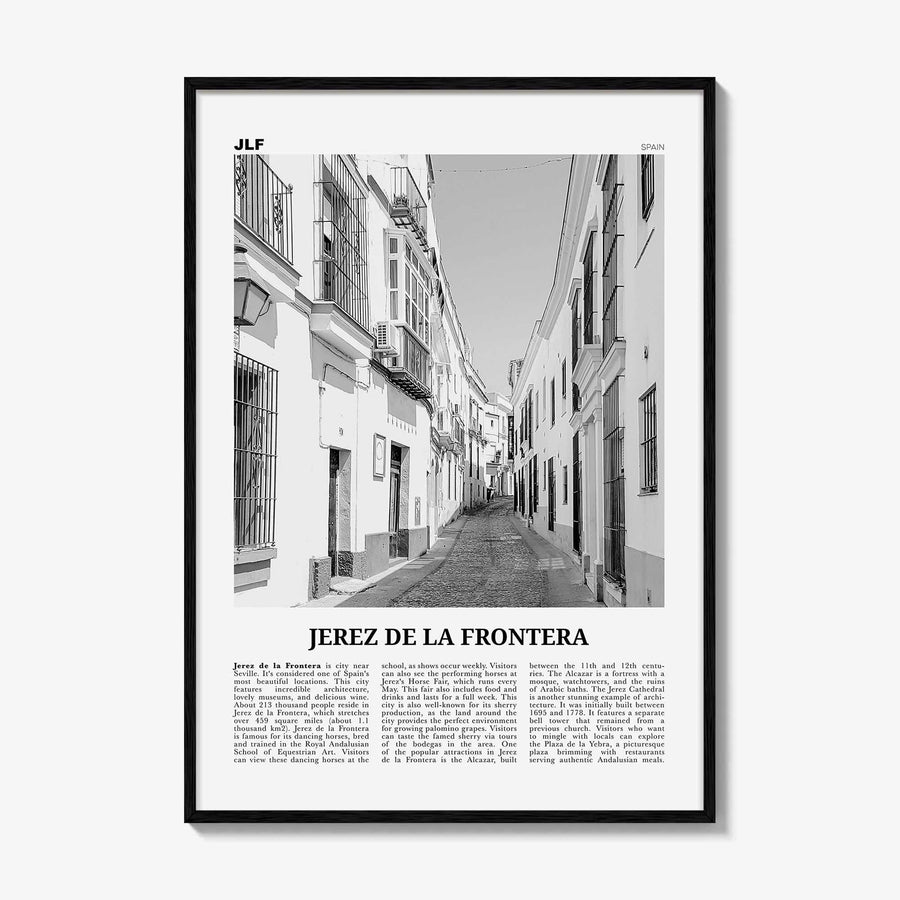 Jerez de la Frontera Print Black and White, Jerez de la Frontera Art, Jerez de la Frontera Poster, Photo, Décor, Jerez de la Frontera Map