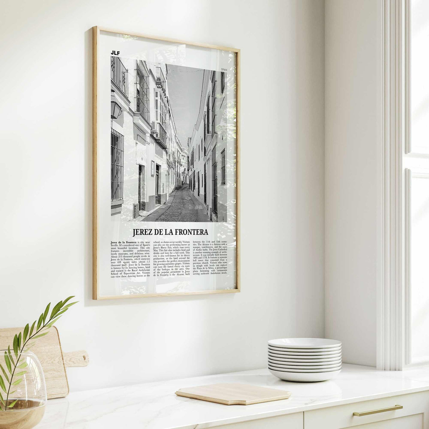 Jerez de la Frontera Print Black and White, Jerez de la Frontera Art, Jerez de la Frontera Poster, Photo, Décor, Jerez de la Frontera Map