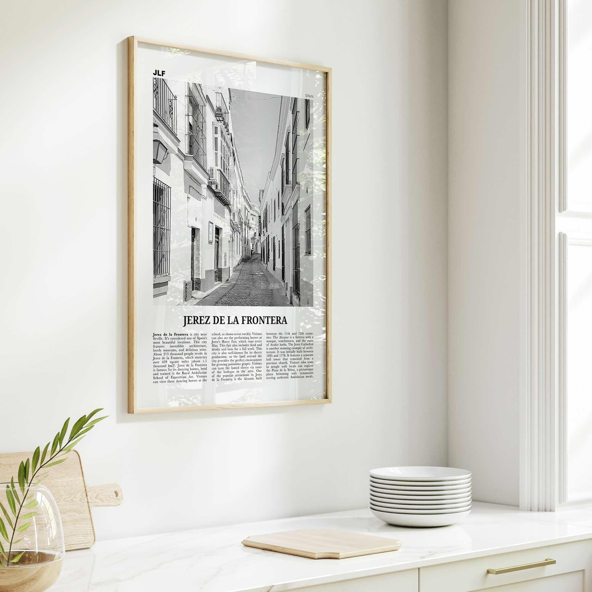 Jerez de la Frontera Print Black and White, Jerez de la Frontera Art, Jerez de la Frontera Poster, Photo, Décor, Jerez de la Frontera Map