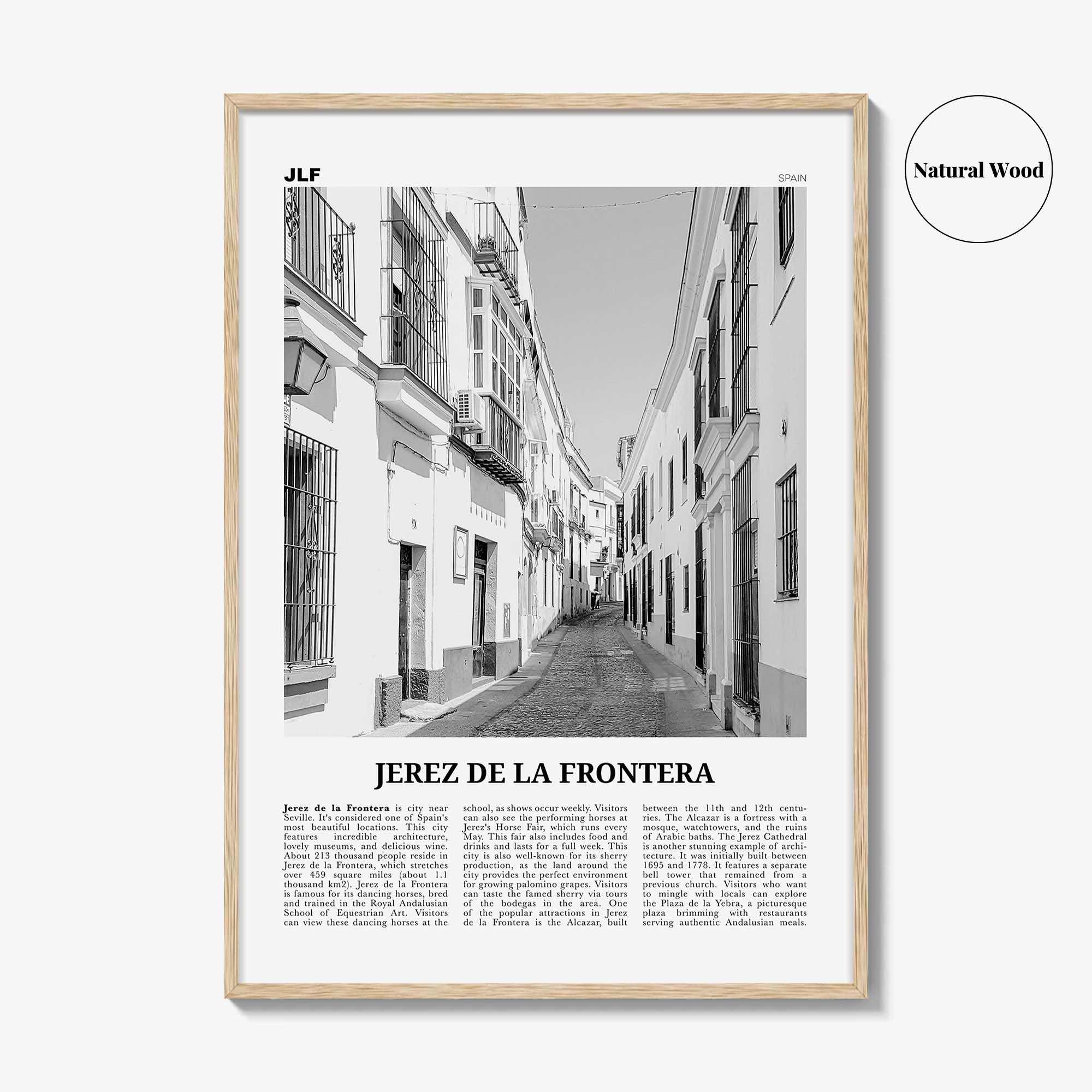 Jerez de la Frontera Print Black and White, Jerez de la Frontera Art, Jerez de la Frontera Poster, Photo, Décor, Jerez de la Frontera Map