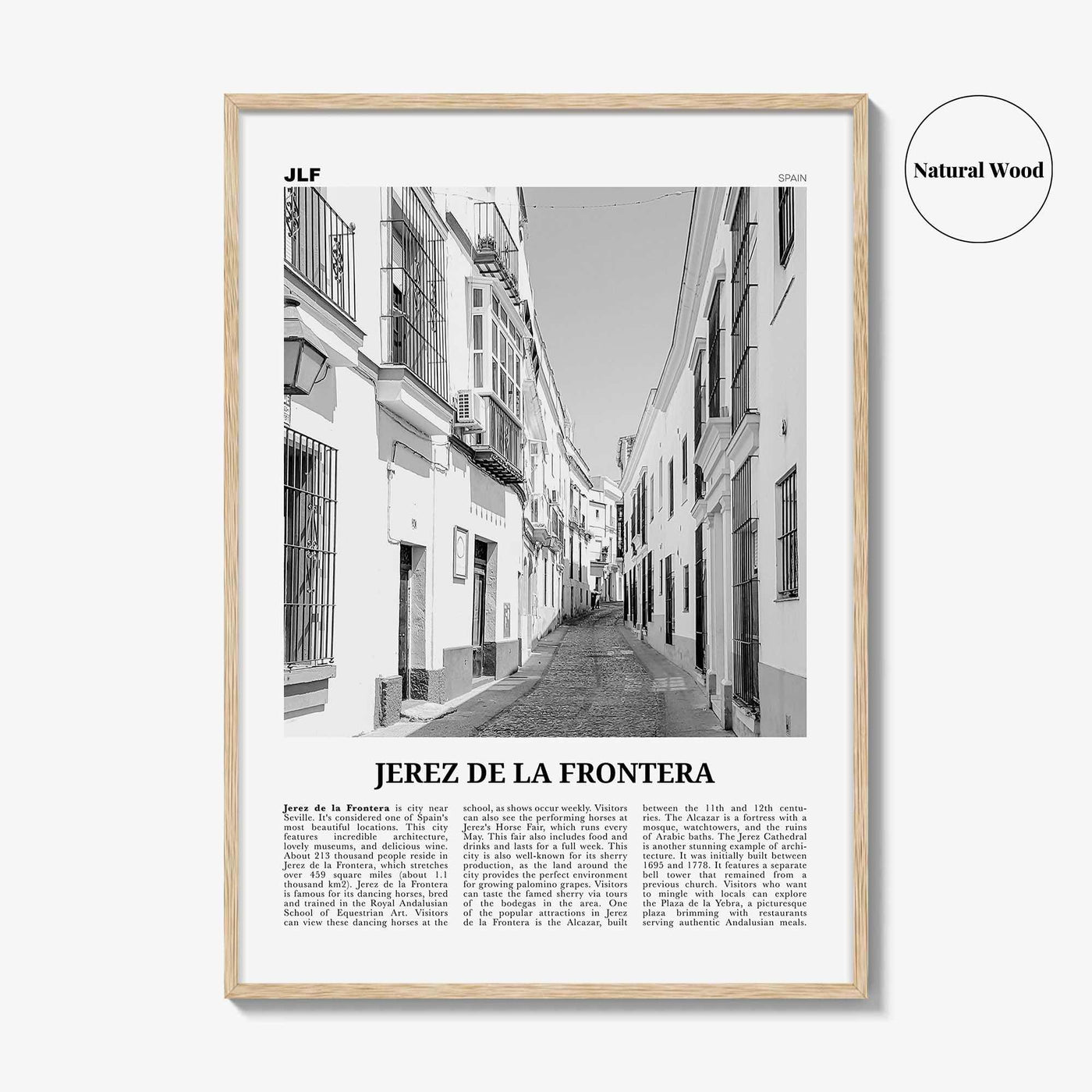 Jerez de la Frontera Print Black and White, Jerez de la Frontera Art, Jerez de la Frontera Poster, Photo, Décor, Jerez de la Frontera Map