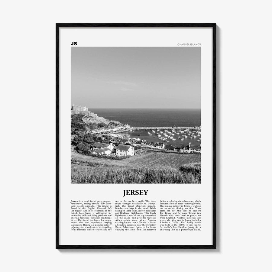 Jersey Print Black and White Channel Islands No 2, Jersey Wall Art, Jersey Poster, Jersey Photo, Jersey Wall Décor, Jersey Map