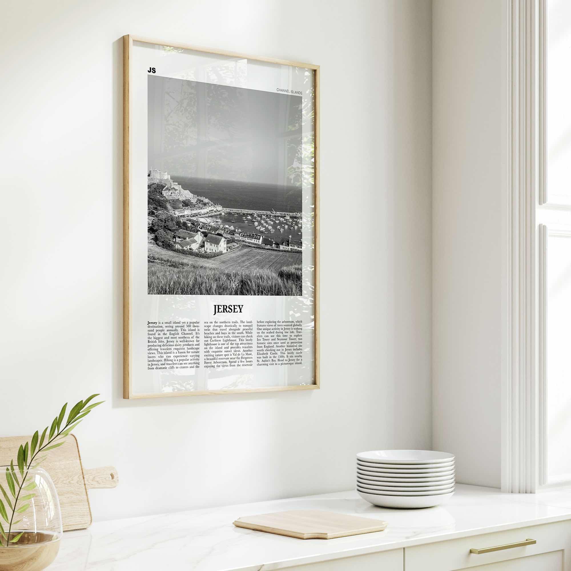 Jersey Print Black and White Channel Islands No 2, Jersey Wall Art, Jersey Poster, Jersey Photo, Jersey Wall Décor, Jersey Map