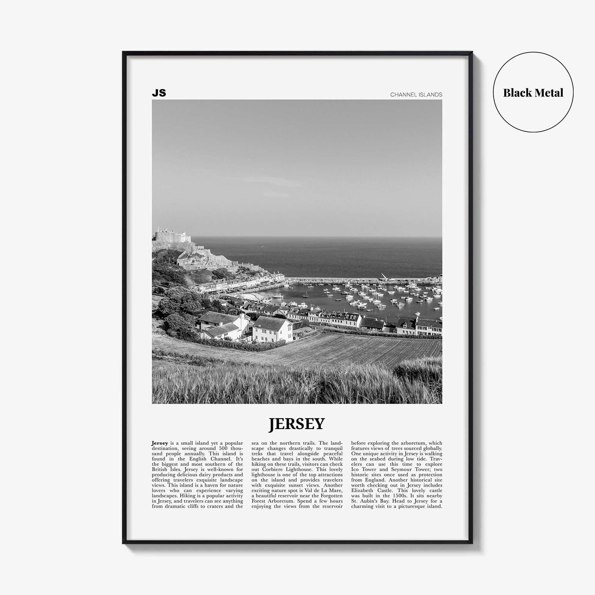 Jersey Print Black and White Channel Islands No 2, Jersey Wall Art, Jersey Poster, Jersey Photo, Jersey Wall Décor, Jersey Map