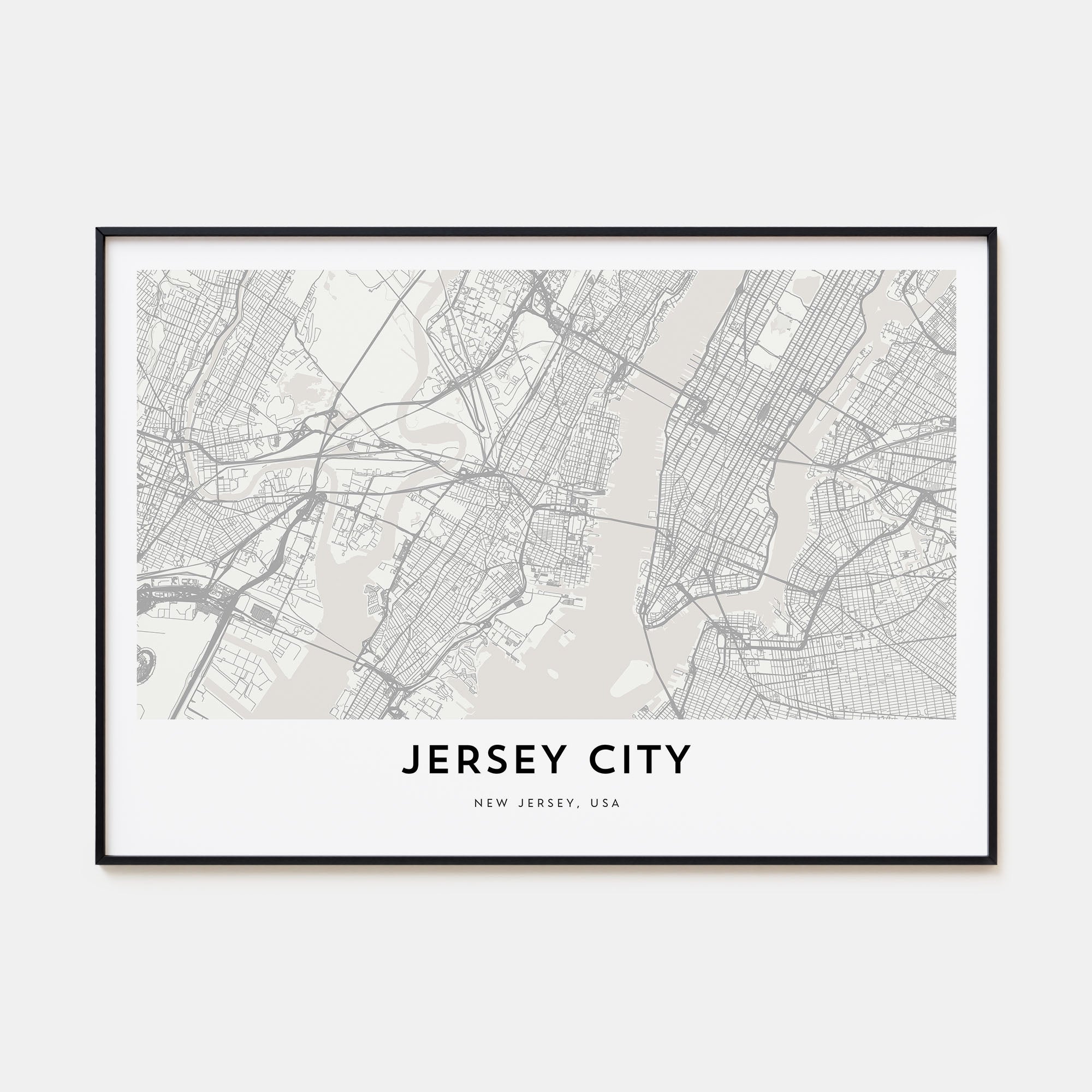 Jersey City Map Landscape Poster