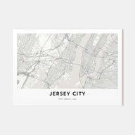 Jersey City Map Landscape Poster