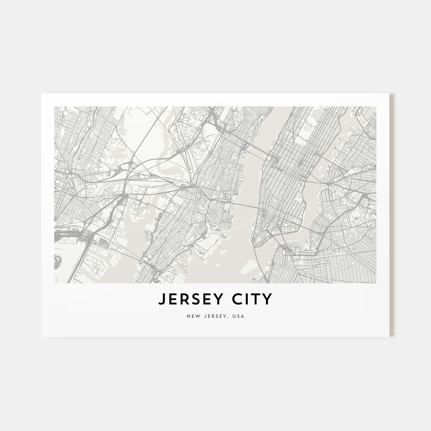 Jersey City Map Landscape Poster