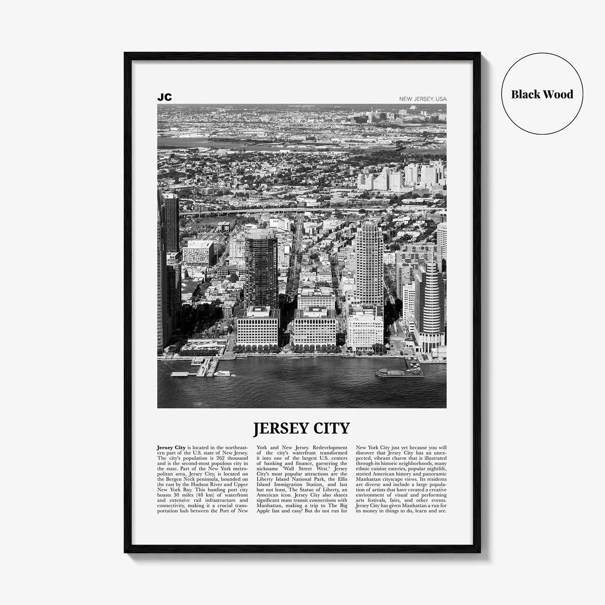 Jersey City Print Black and White No 1, Jersey City Wall Art, Jersey City Poster, Jersey City Photo, New Jersey, USA United States