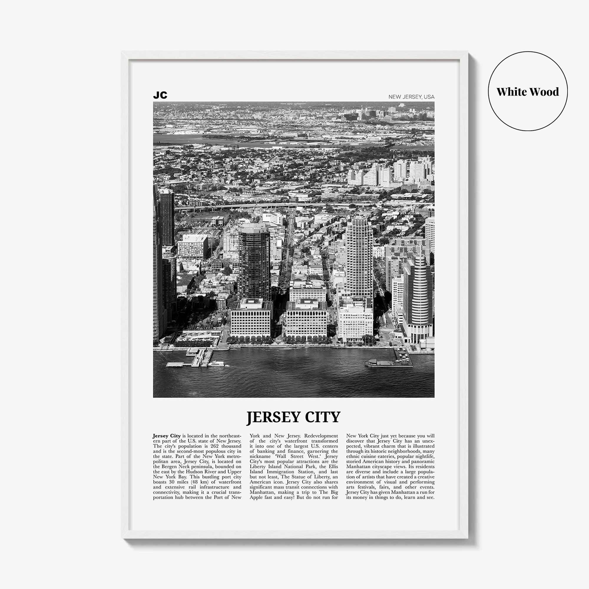 Jersey City Print Black and White No 1, Jersey City Wall Art, Jersey City Poster, Jersey City Photo, New Jersey, USA United States