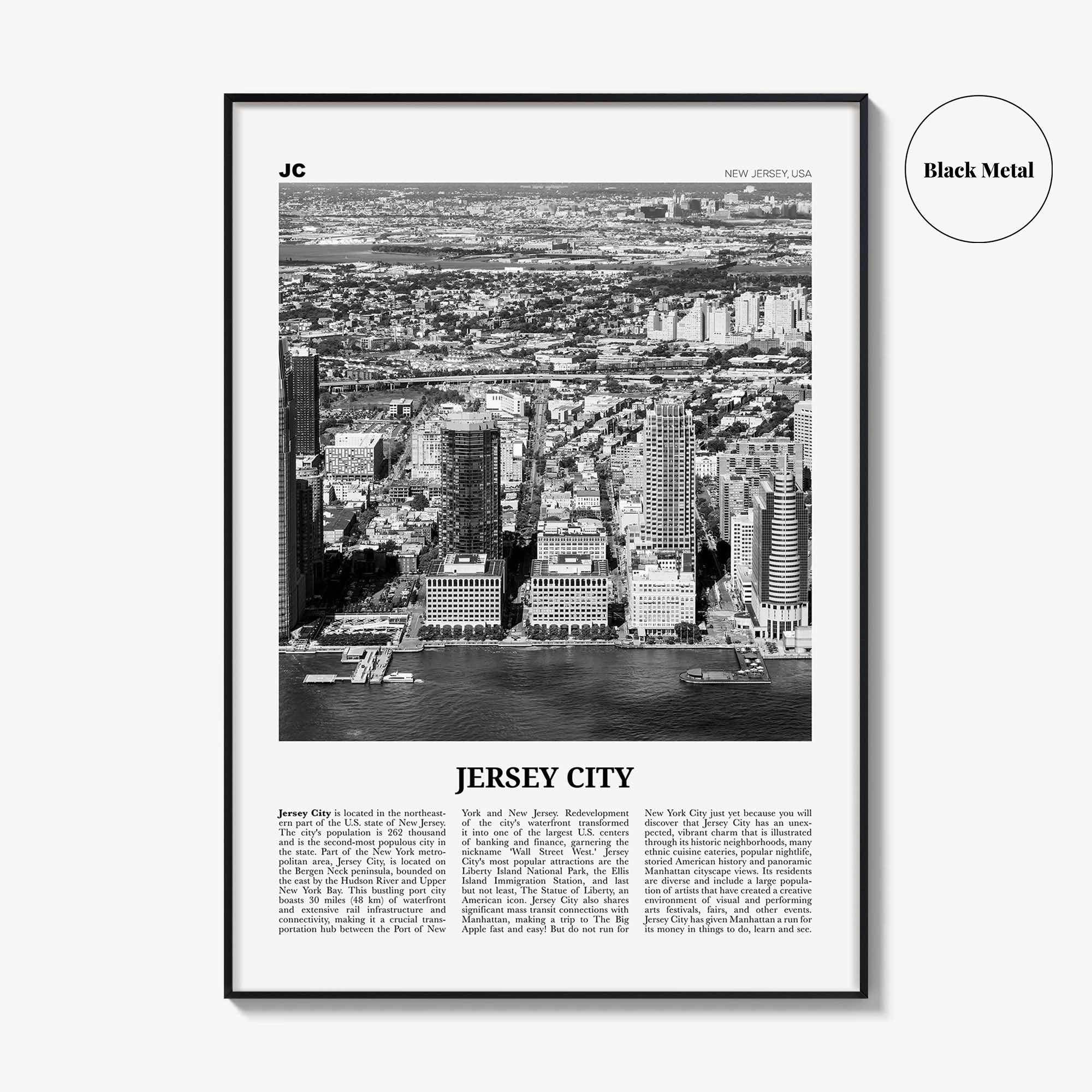 Jersey City Print Black and White No 1, Jersey City Wall Art, Jersey City Poster, Jersey City Photo, New Jersey, USA United States