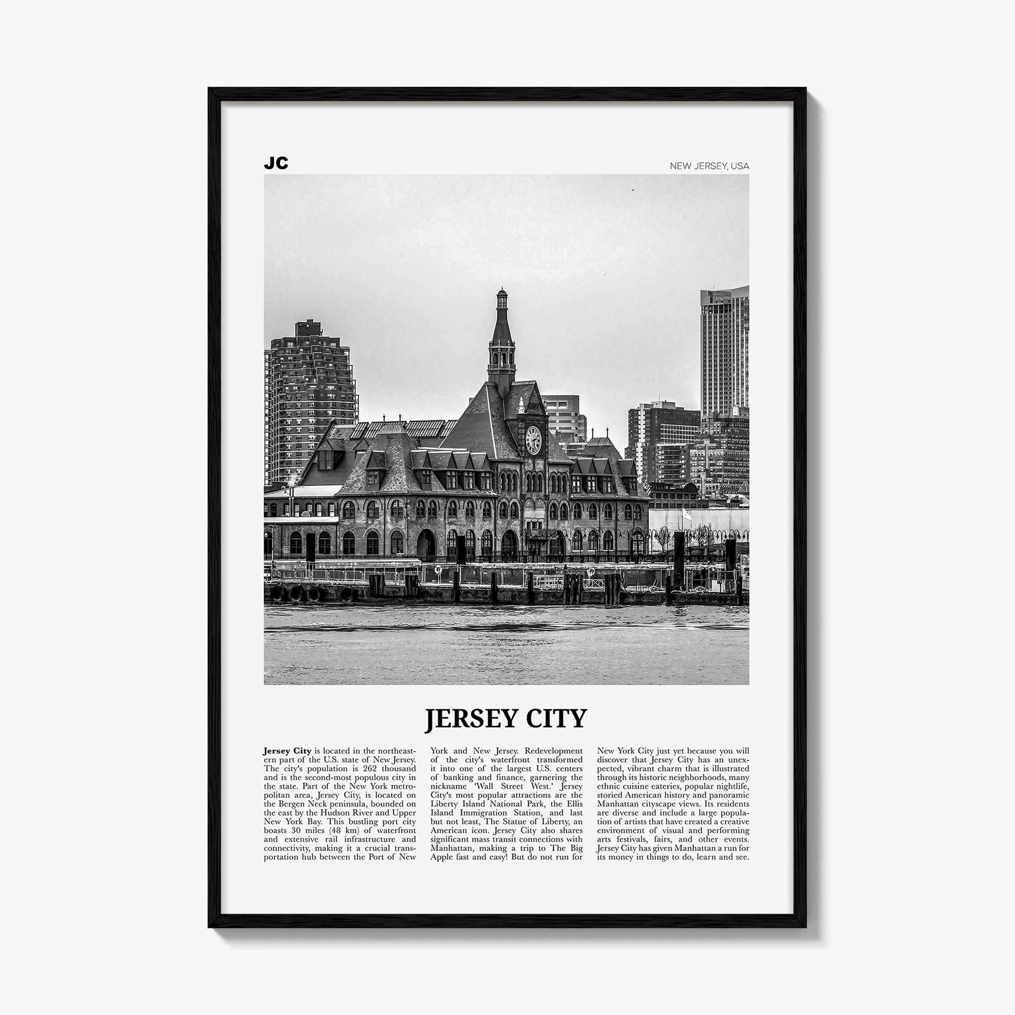 Jersey City Print Black and White No 2, Jersey City Wall Art, Jersey City Poster, Jersey City Photo, New Jersey, USA United States, America