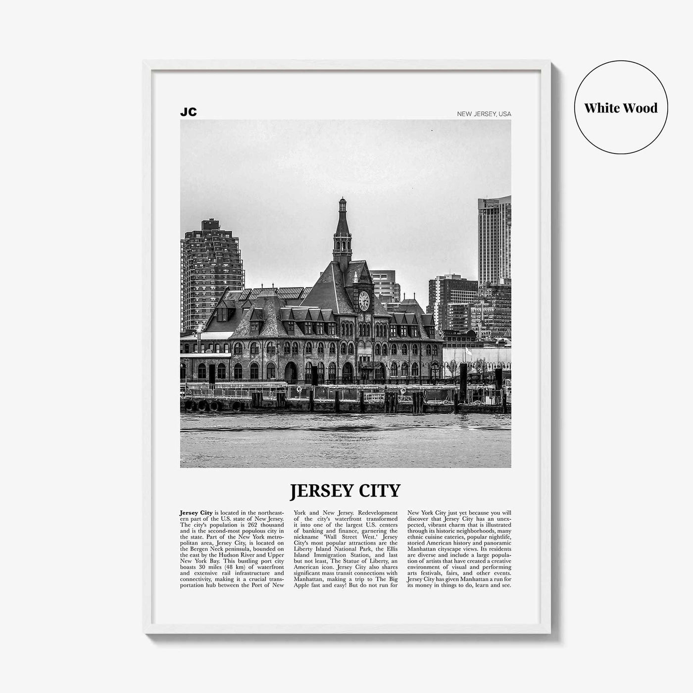 Jersey City Print Black and White No 2, Jersey City Wall Art, Jersey City Poster, Jersey City Photo, New Jersey, USA United States, America