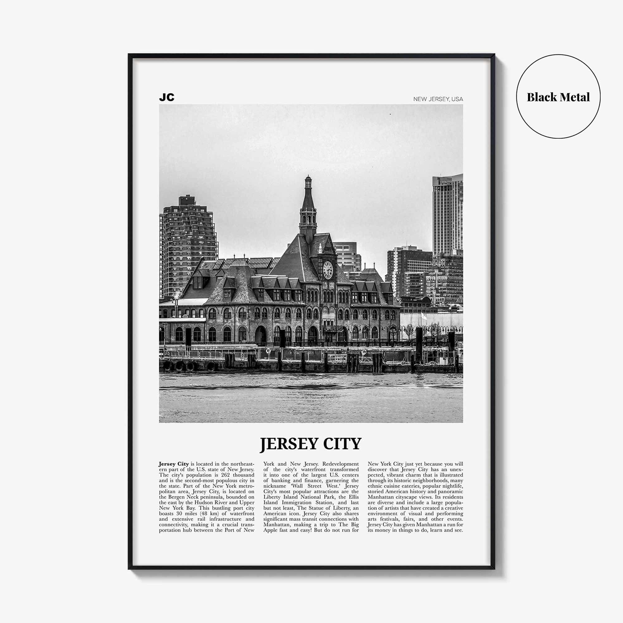 Jersey City Print Black and White No 2, Jersey City Wall Art, Jersey City Poster, Jersey City Photo, New Jersey, USA United States, America