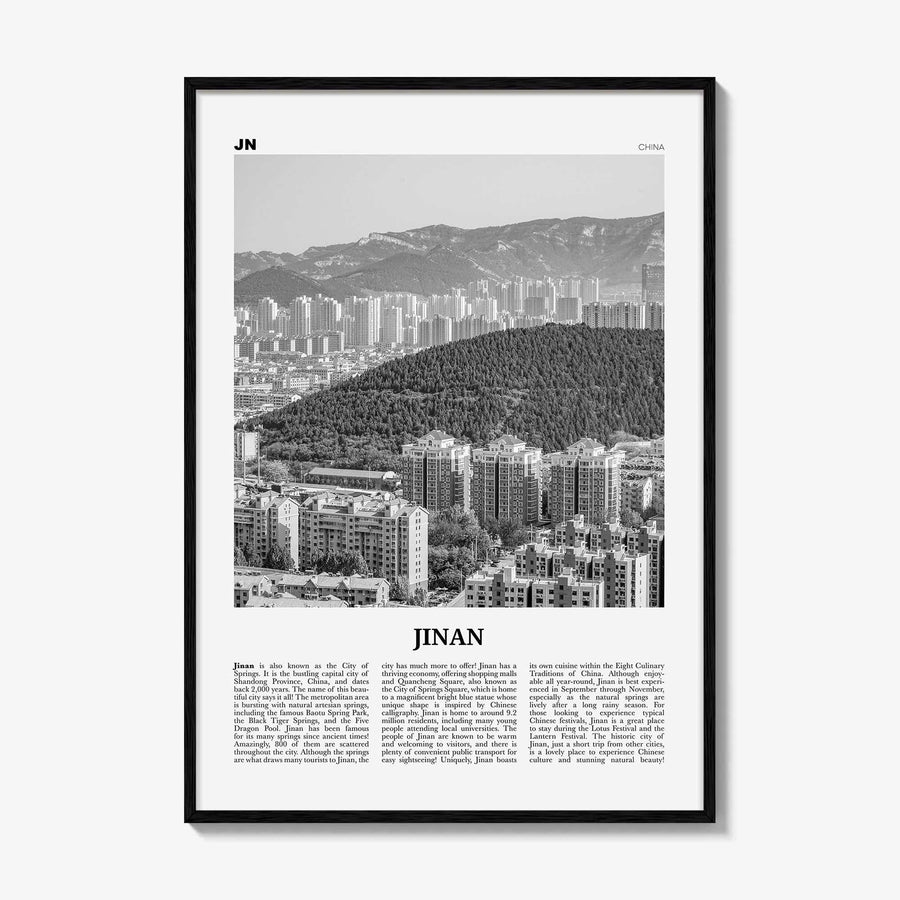 Jinan Print Black and White, Jinan Wall Art, Jinan Poster, Jinan Photo, Jinan Wall Décor, Jinan Map, China