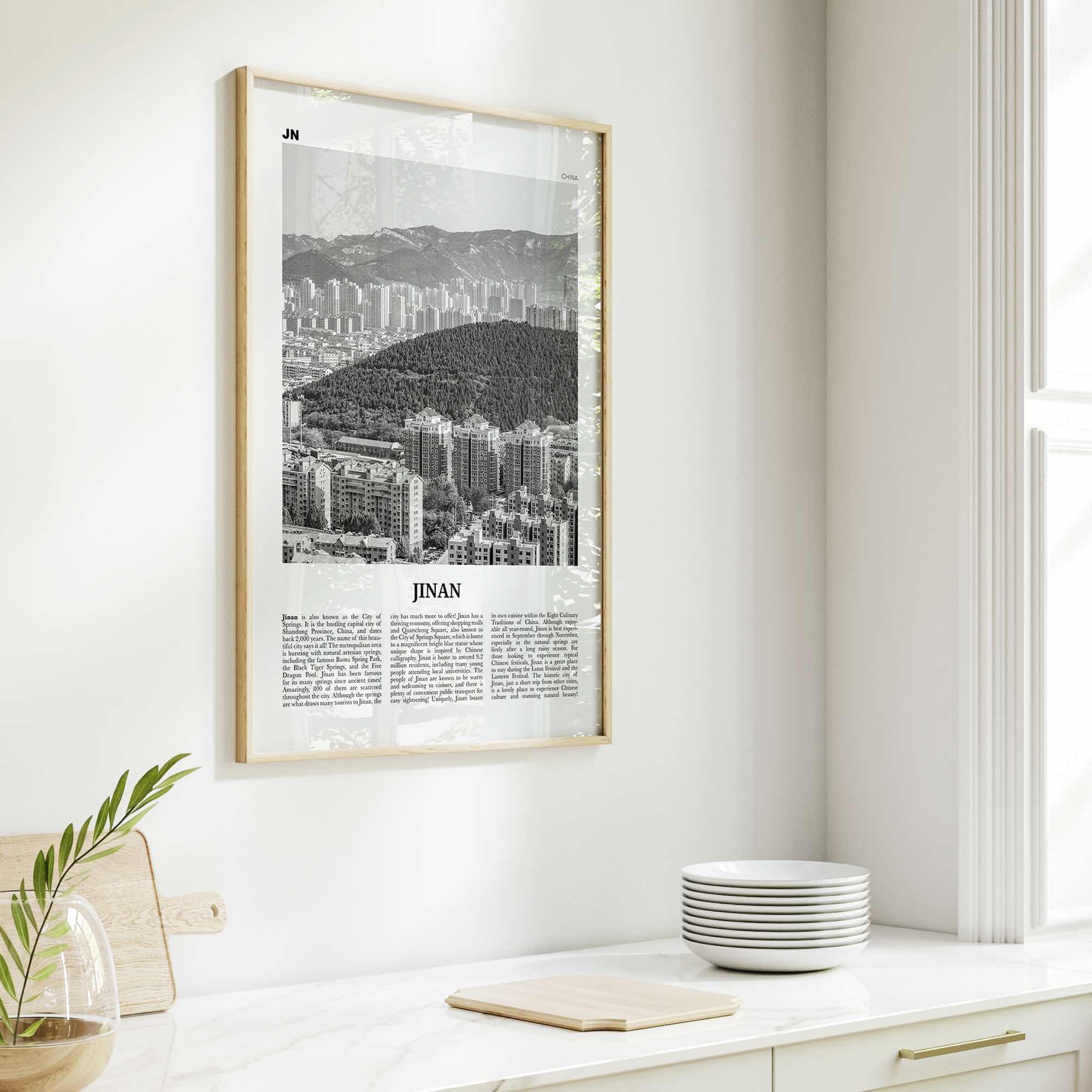 Jinan Print Black and White, Jinan Wall Art, Jinan Poster, Jinan Photo, Jinan Wall Décor, Jinan Map, China