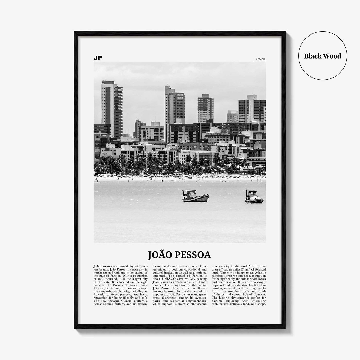 Joao Pessoa Print Black and White, João Pessoa Wall Art, João Pessoa Poster, João Pessoa Photo, Brazil, Brasil, South America, Joao Pessoa