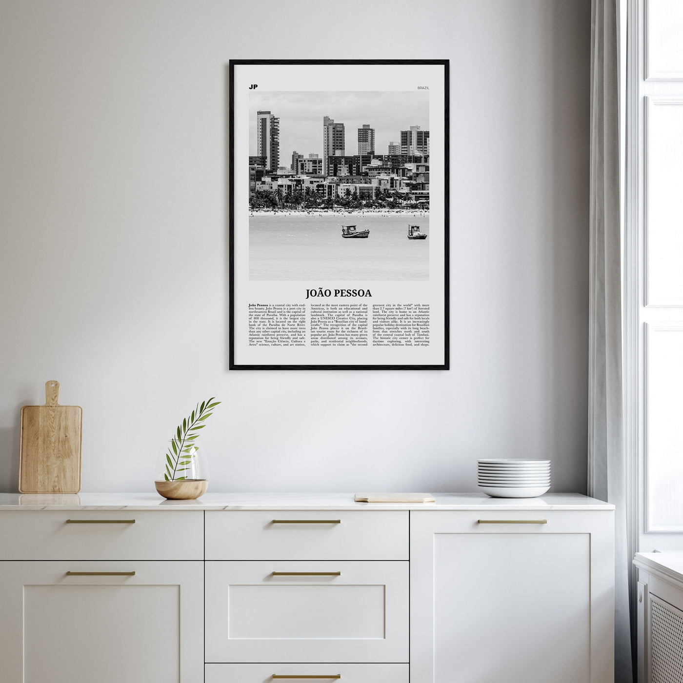 João Pessoa Travel B&W Poster