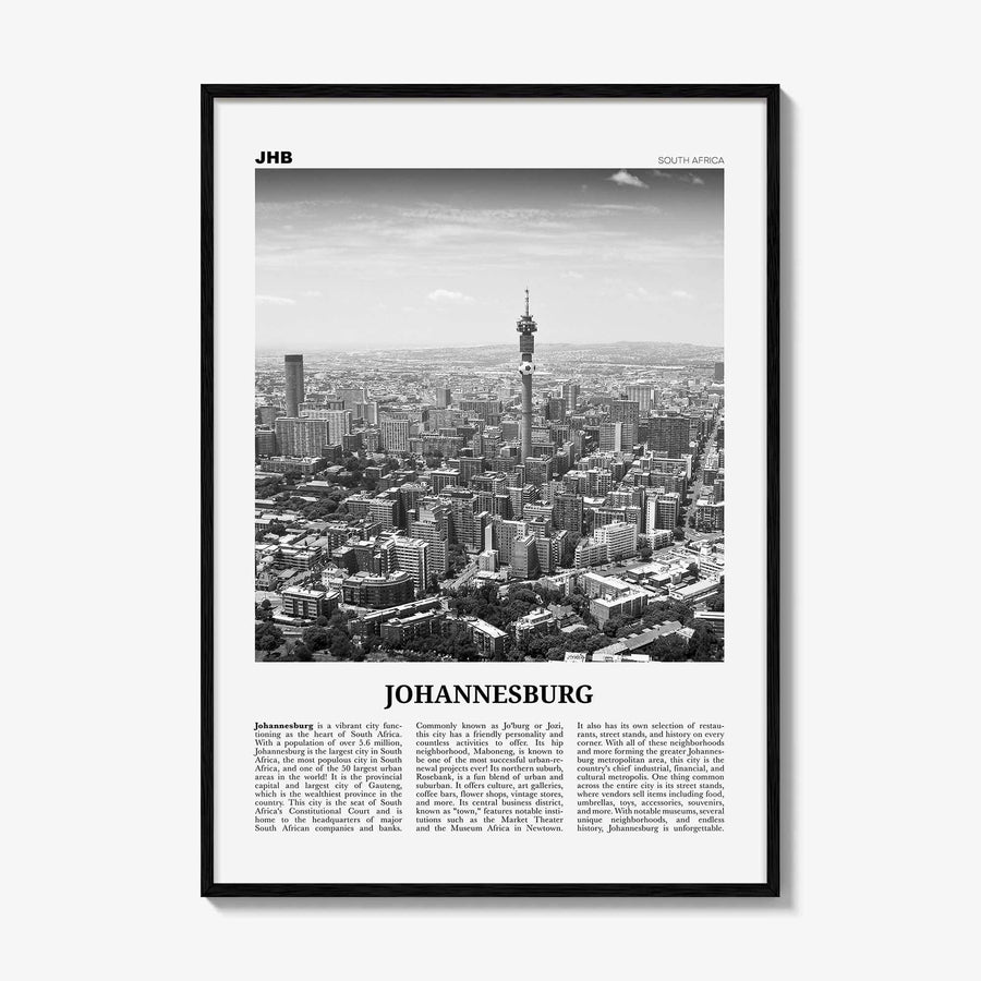 Johannesburg Print Black and White No 1, Johannesburg Wall Art, Johannesburg Poster, Johannesburg Photo, South Africa Poster Print