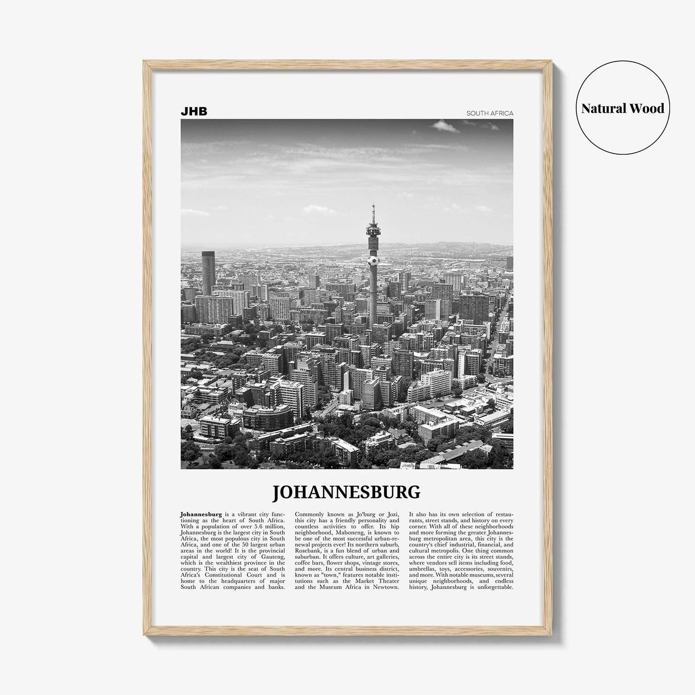 Johannesburg Print Black and White No 1, Johannesburg Wall Art, Johannesburg Poster, Johannesburg Photo, South Africa Poster Print