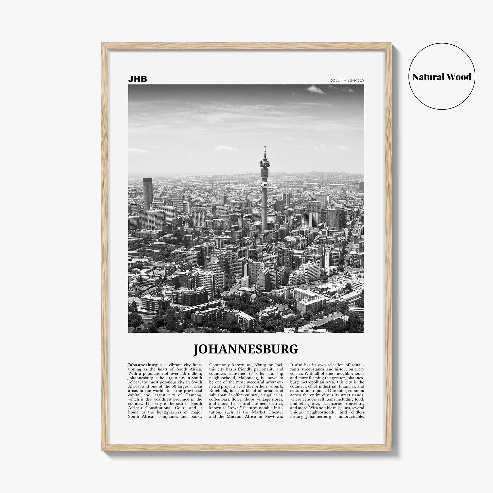 Johannesburg Print Black and White No 1, Johannesburg Wall Art, Johannesburg Poster, Johannesburg Photo, South Africa Poster Print