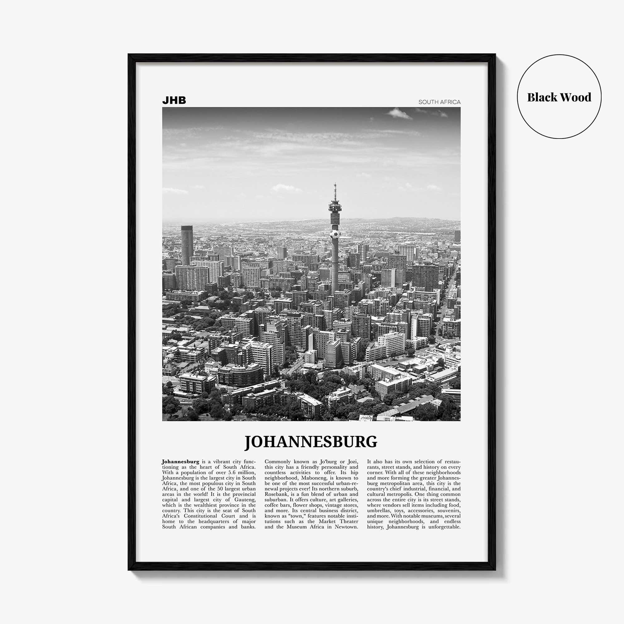 Johannesburg Print Black and White No 1, Johannesburg Wall Art, Johannesburg Poster, Johannesburg Photo, South Africa Poster Print
