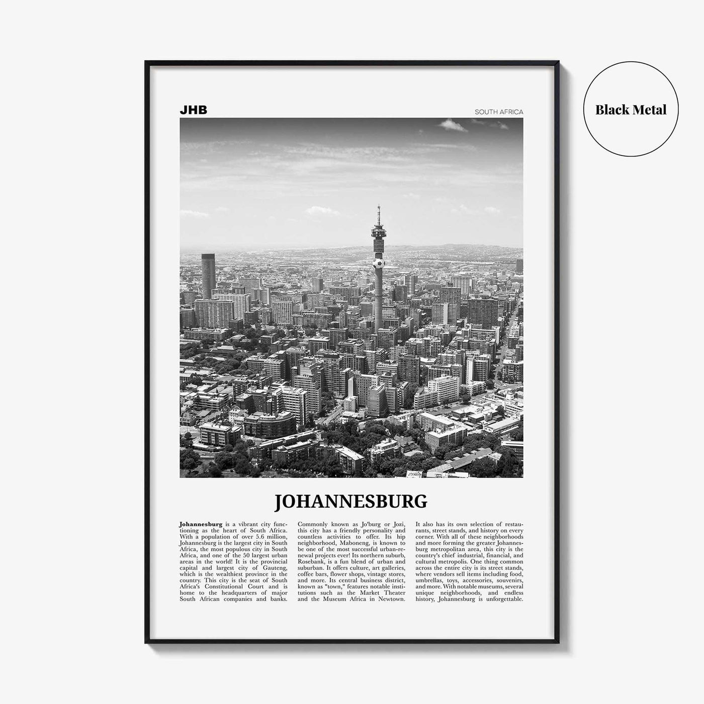 Johannesburg Print Black and White No 1, Johannesburg Wall Art, Johannesburg Poster, Johannesburg Photo, South Africa Poster Print