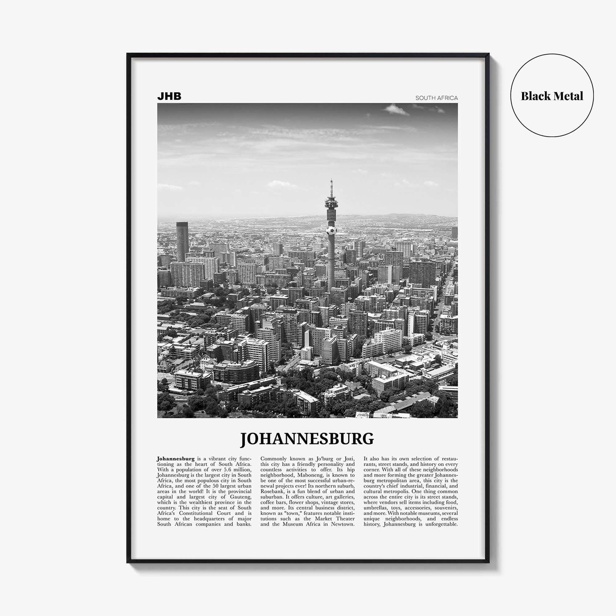 Johannesburg Print Black and White No 1, Johannesburg Wall Art, Johannesburg Poster, Johannesburg Photo, South Africa Poster Print