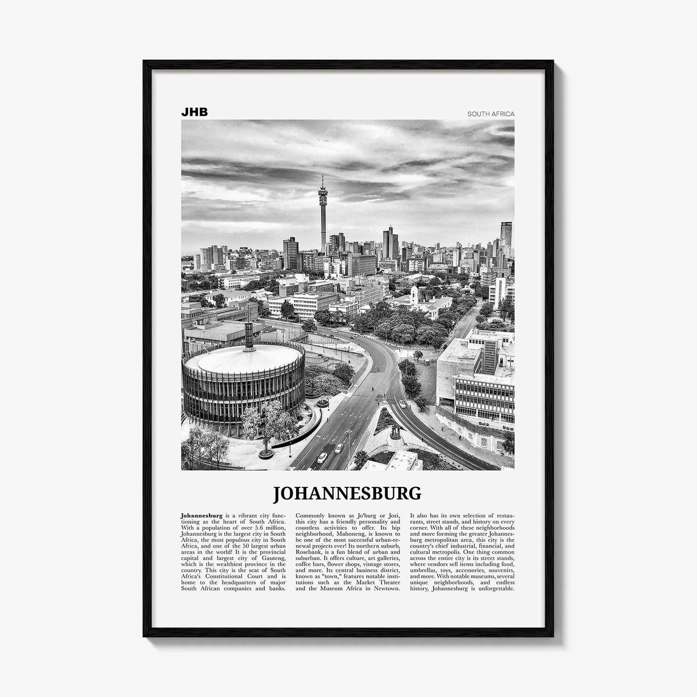 Johannesburg Print Black and White No 2, Johannesburg Wall Art, Johannesburg Poster, Johannesburg Photo, South Africa Print, South Africa