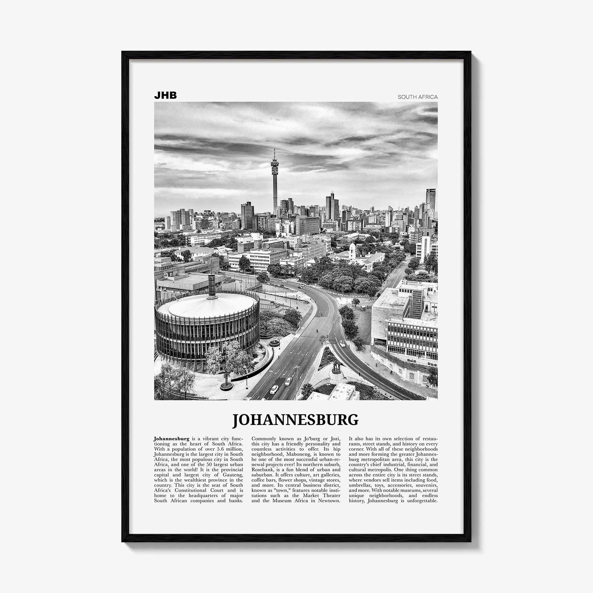 Johannesburg Print Black and White No 2, Johannesburg Wall Art, Johannesburg Poster, Johannesburg Photo, South Africa Print, South Africa
